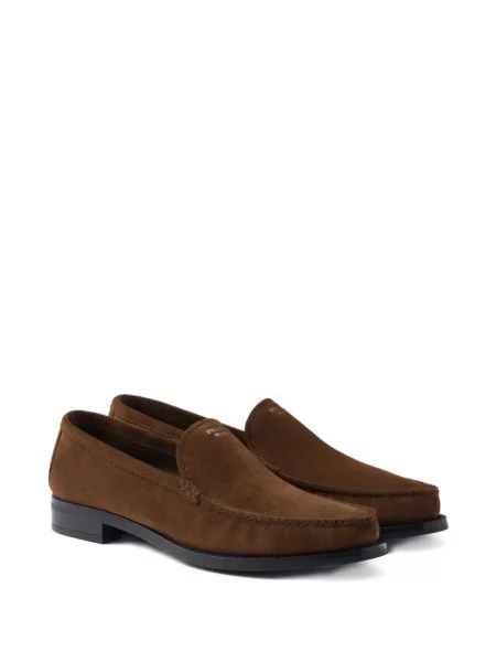 Pantofi loafer Prada din piele de căprioară maro