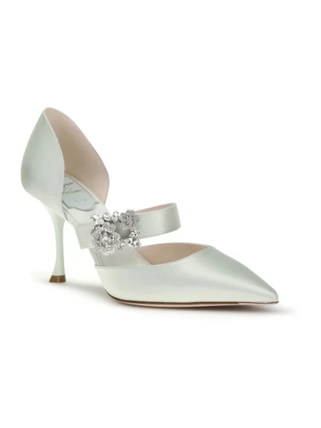 Czółenka Roger Vivier skórzana zielona