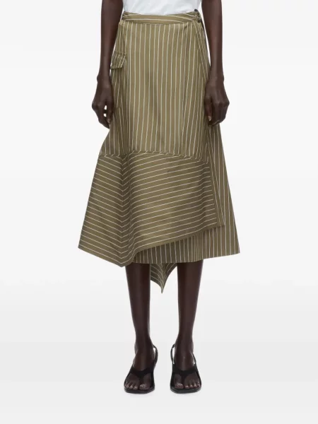 Fustă 3.1 Phillip Lim cu dungi asimetrică verde