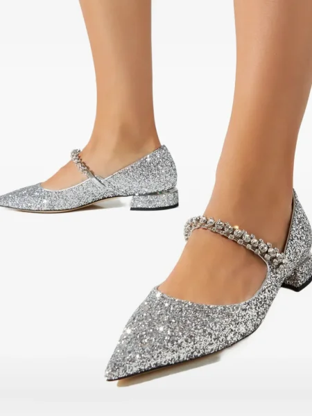 Pantofi cu toc Jimmy Choo de cristal argintiu