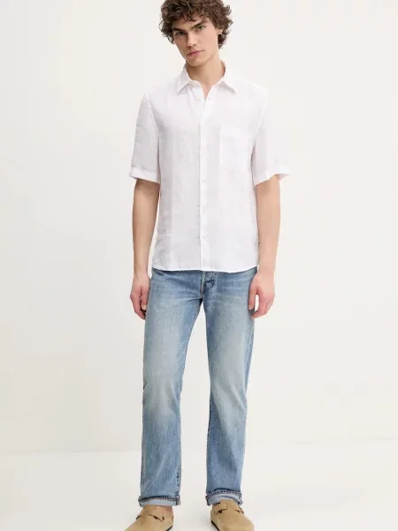 Сорочка з льону Marc O'Polo regular класичний комір білий