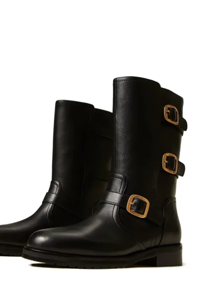 Botine Twinset cu cataramă biker negru