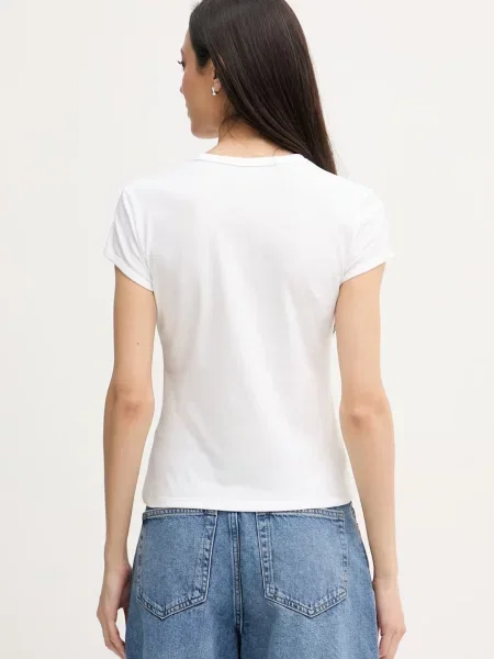Calvin Klein Jeans T-Shirt Graphic Logo Biały beżowa