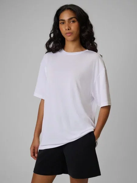 T-shirt loose gładki 4F biała