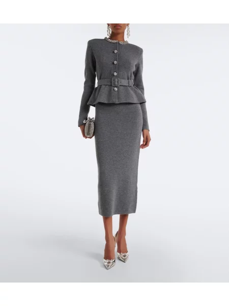 Rochie midi Self-portrait de lână gri