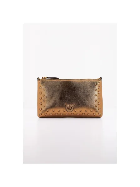 Geanta de piele Pinko din piele plic auriu
