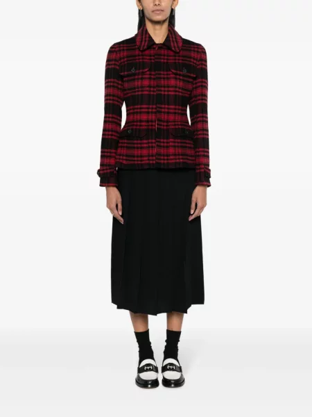 Aksamitna talia spódnica plisowana Polo Ralph Lauren w kratkę czarna