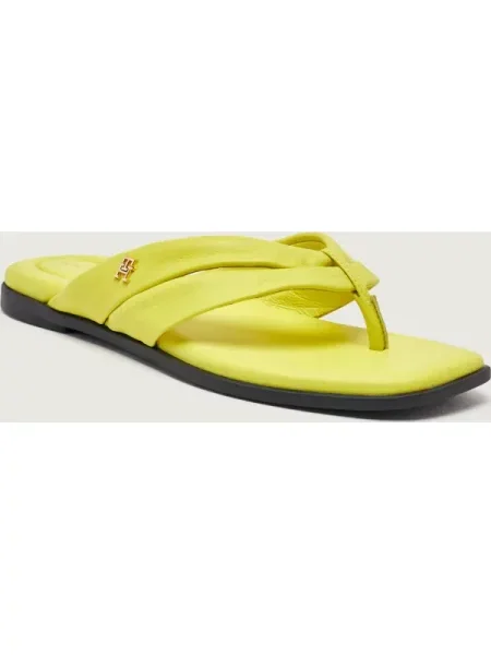 Șlapi Tommy Hilfiger din piele verde