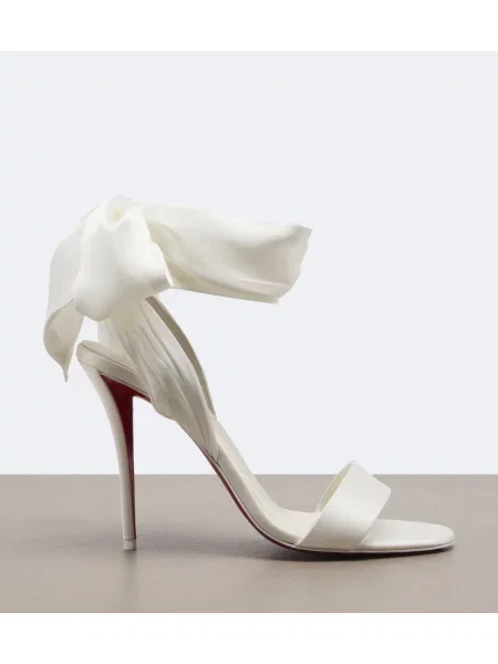 Sandale Christian Louboutin din satin alb