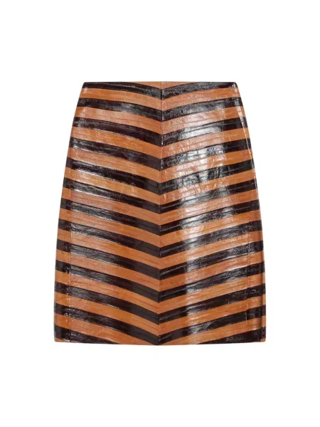 Spódnica skórzana Fendi brązowa