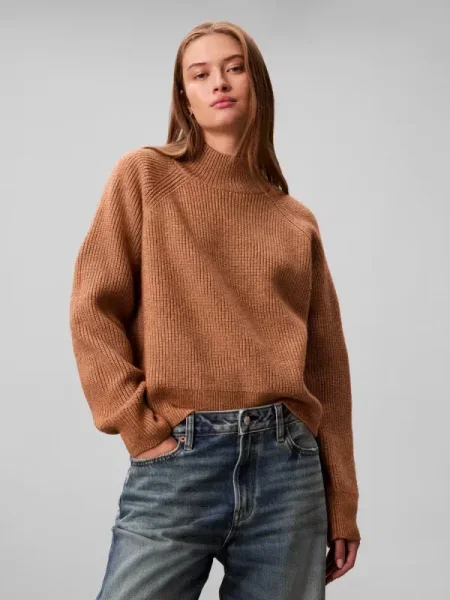 Calvin Klein Jeans Pulover Woolen Stitch maro