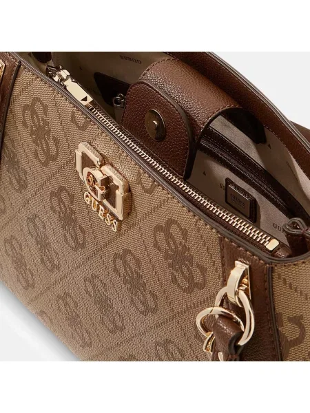 Crossbody kabelka Guess s autogramom hnedá