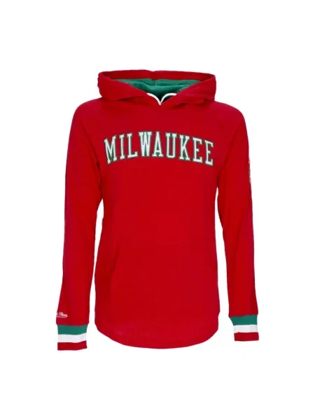 Bluza z kapturem Mitchell & Ness z kapturem czerwona