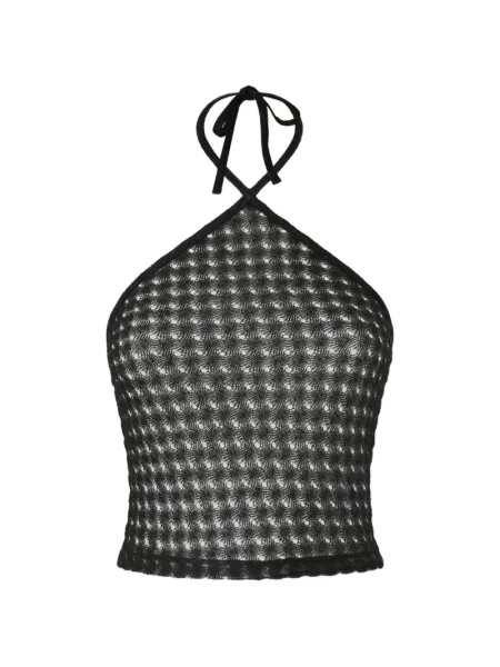 Top Missoni din dantelă cu gât halter negru