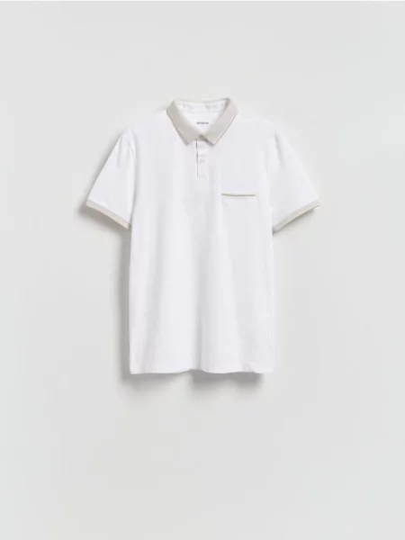 Reserved Tricou polo slim fit cu conținut ridicat de alb