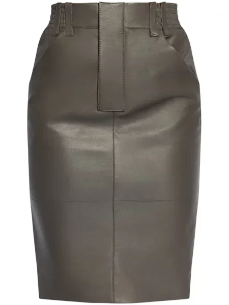 Osłona spódnica skórzana Saint Laurent szara