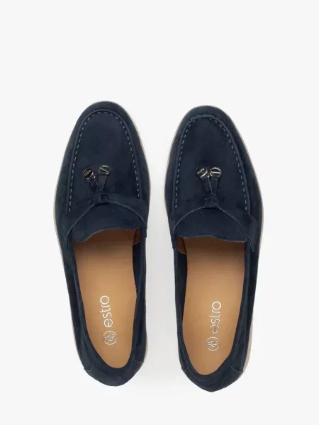 Велюрові Лофери Estro синій