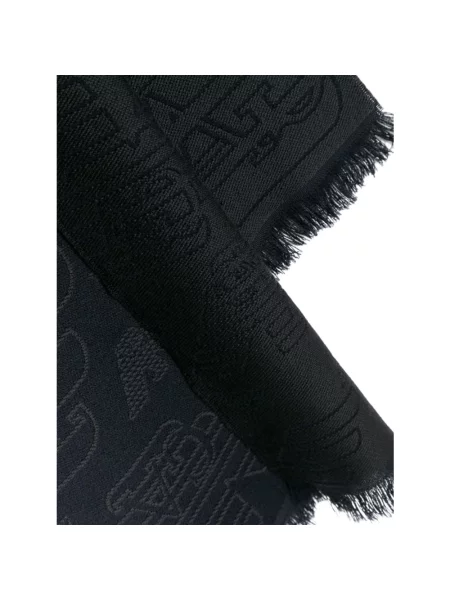 Szal Emporio Armani wełniana z logo niebieska