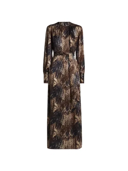 Rochie midi Kiton cu imagine cu imprimeu abstract maro