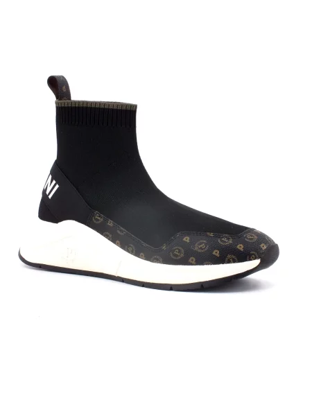 Sneakersy Pollini skórzane z logo czarne