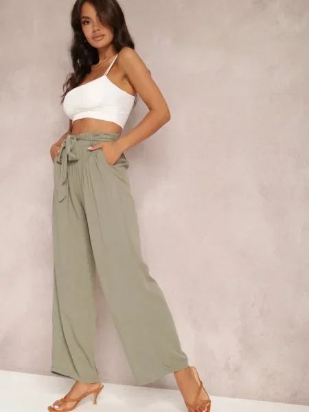 Pantaloni largi închis Phiorephis verde