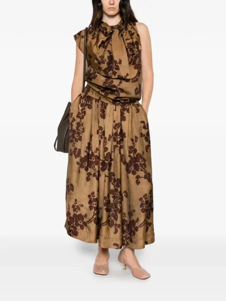Bluză Uma Wang cu model floral cu imagine drapată maro