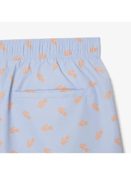 Lacoste Kąpielówki Średniej Długości Z Nadrukiem Krokodyla niebieski