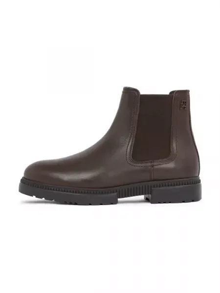 Tommy Hilfiger Bőr bokacsizma COMFORT barna