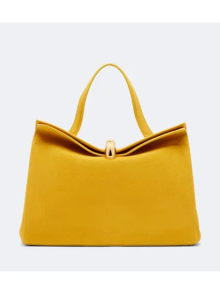 Top Jacquemus din piele de căprioară galben