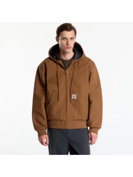 Kurtka z naszywką z logo i kieszenią kangurka Carhartt Work In Progress brązowa