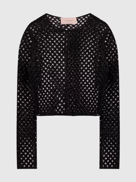 Ажурний жакет з бісером Twinset чорний