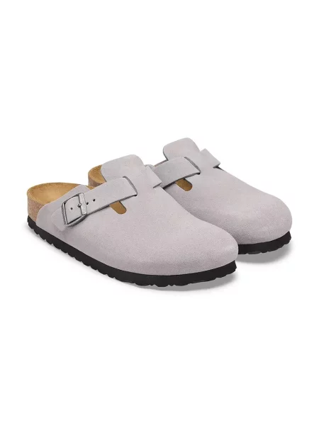 Birkenstock чехли сабо от велур Boston Suede Leather виолетово