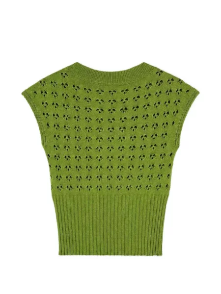 Top Retori tricotate ajurat verde