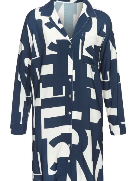 FRENCH CONNECTION Spalna srajca temno modra bela