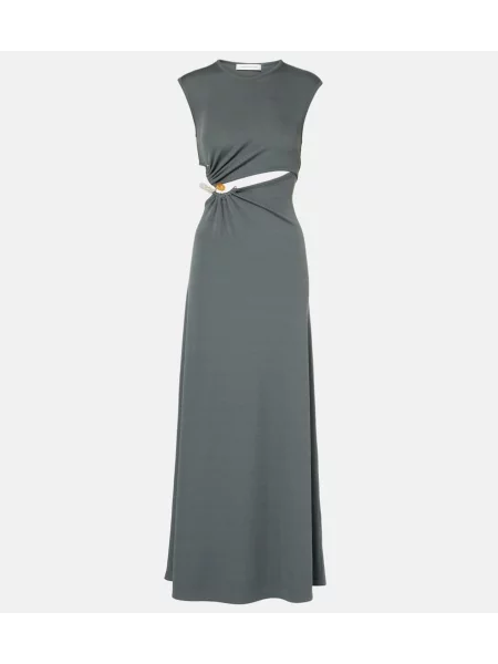 Maksi sukienka maxi Christopher Esber z kamieniami garniturowa szara