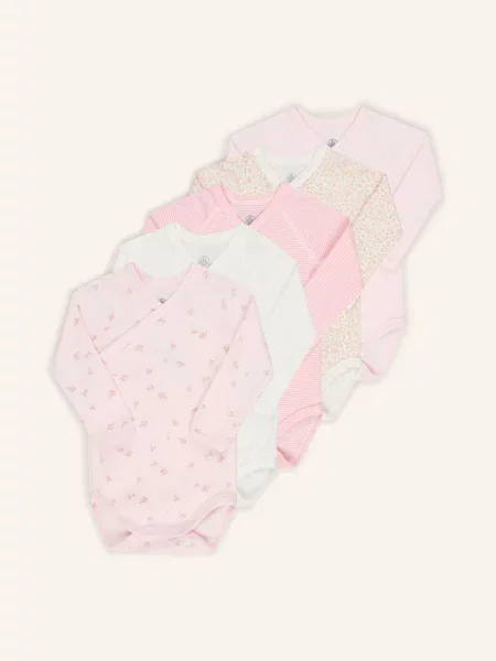 Petit Bateau Balení 5 Ks Zavinovacích Body růžová / starorůžová bílá