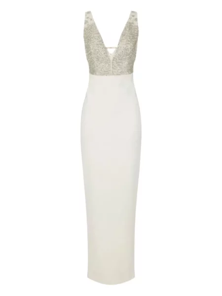 Rochie maxi Elisabetta Franchi cu mărgele de costum