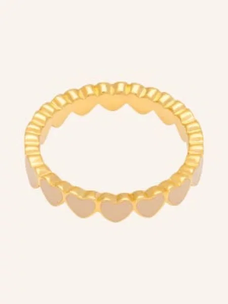 Lulu Copenhagen Pierścionek Connected Hearts beige beżowy