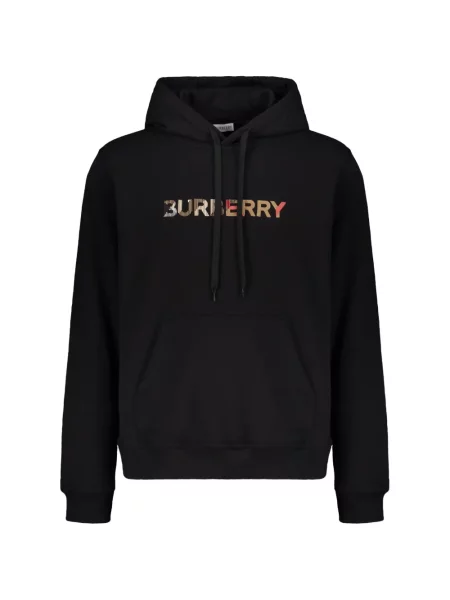 Hanorac cu glugă Burberry cu imagine cu cordon negru
