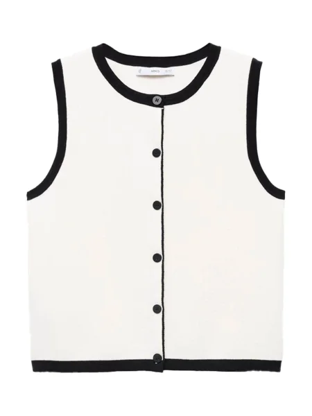 MANGO Kötött mellény PIPON krém fekete