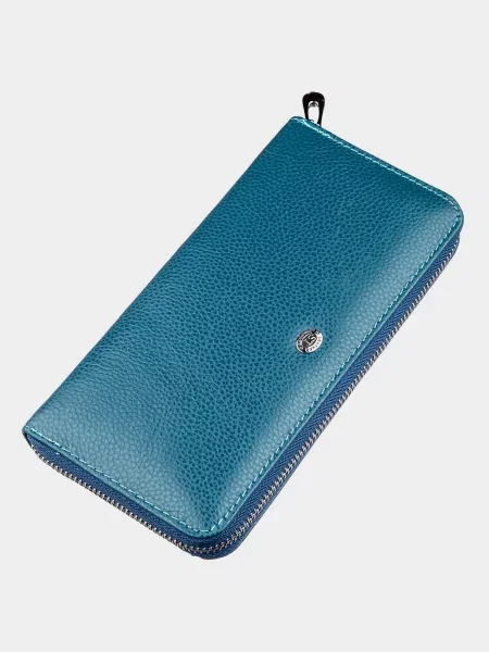 Кожаный клатч St Leather Accessories голубой