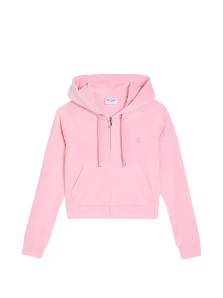 Hanorac cu glugă Juicy Couture din velur roz