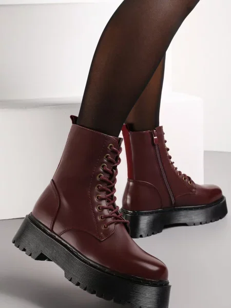 Botine bordo în stil muncitoresc pe platformă Maialen
