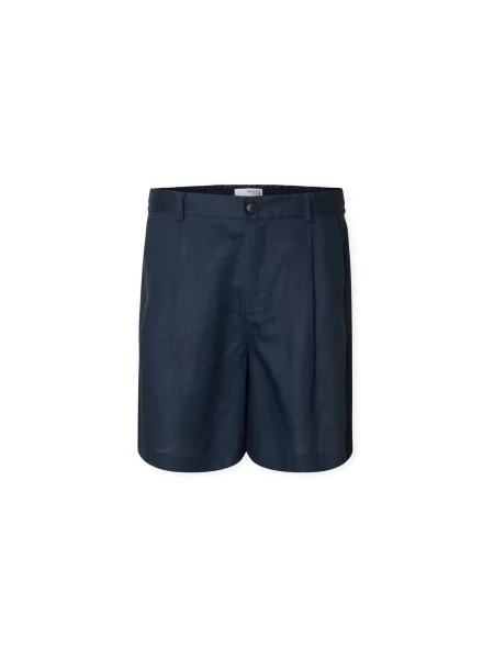 Lněné kraťasy Selected modré