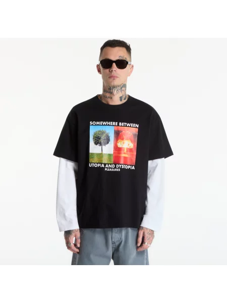 Tricou PLEASURES Somewhere T-Shirt Black XL negru