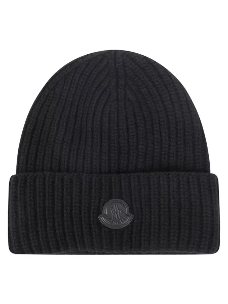 Czapka Moncler wełniana z logo czarna