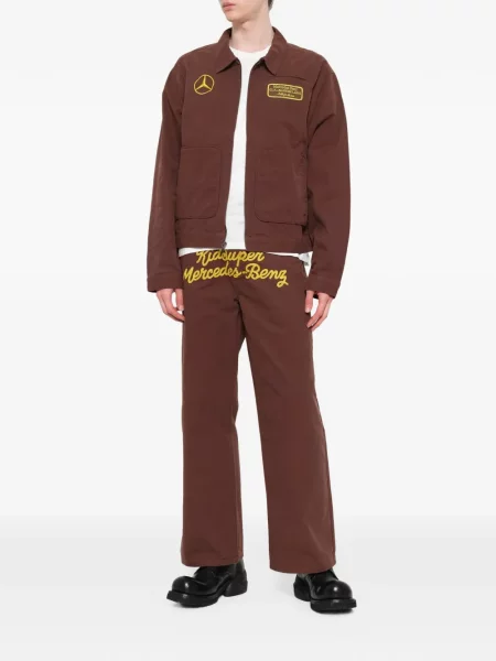 Pantaloni Kidsuper cu broderie maro