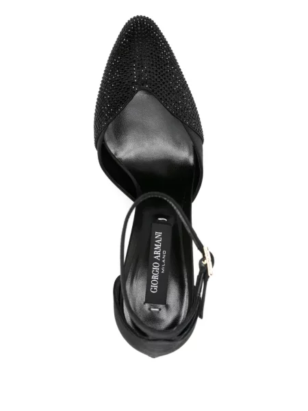 Полуотворени обувки Giorgio Armani с кристали черно