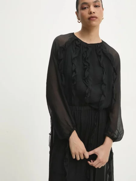 Answear Lab bluzka gładka czarny