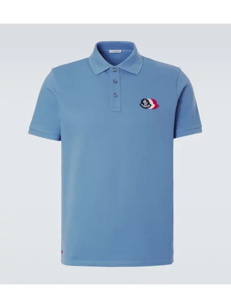Tricou polo Moncler cu autograf albastru